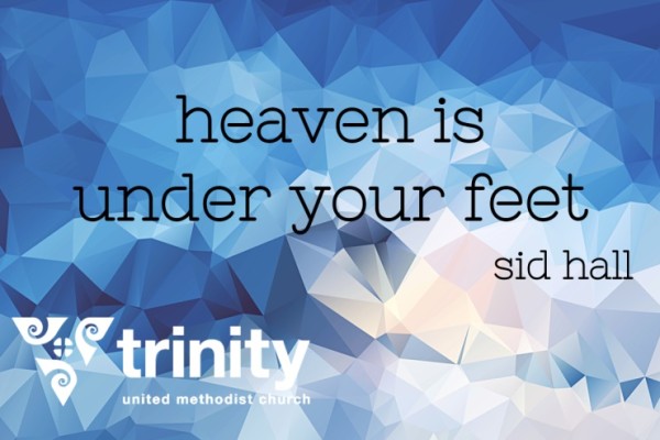 abstract background with text "heaven is under your feet"